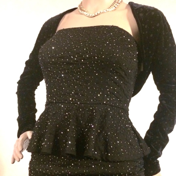 Zara Beaded Strapless Peplum Cocktail LBD Dress Size XS MMXII Collection Black - Picture 5 of 11